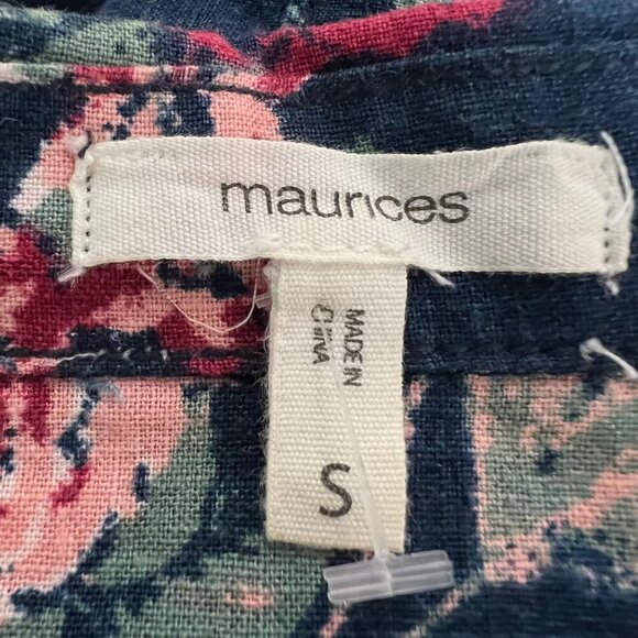 Maurices Lightweight Button Up Jacket Blue/Multi Floral 3/4 Roll Tab Sleeve S - Picture 8 of 9